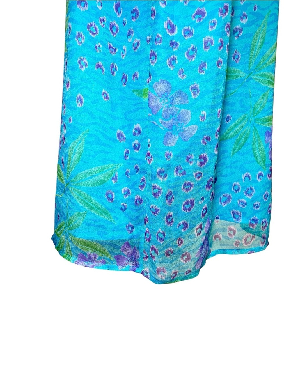 Robbie Bee Vintage 100% Silk Floral Shift Dress Bright Blue -Y2K Retro - Picture 6 of 14